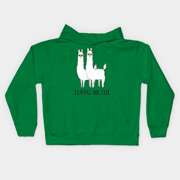 Llamas Are Llit, Funny Llama Kids Hoodie by Dreamy Panda Designs